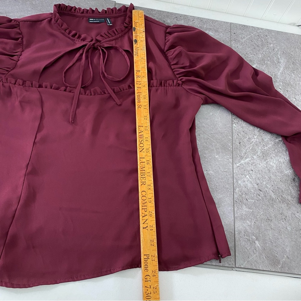 ASOS Blouse Women’s 14 Burgundy Milkmaid Peasent High Neck Romantic Gothic Witch - Picture 10 of 10